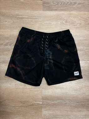 Men's Black Tie-Dye Athletic Mesh Shorts